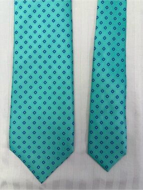 Dolcepunta Aqua Blue Floral Medallion Silk Tie Made in Italy